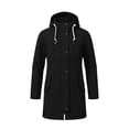 thumbnail image 2 of Ghalytn Women's Mid Length Hooded Rain Jacket with Flap Pockets, Zip Up Windproof Trench Coat, 2 of 5