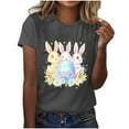 thumbnail image 5 of VBTAPA Womens Happy Easter Shirt Cute Bunny T-shirt Funny Holiday Graphic Tees Lightweight Crewneck Pullover Blouse Sales of Today Dark Gray M, 5 of 6
