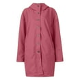 thumbnail image 5 of Stichou Women's Winter Single Breasted Long Wool Coat with Hood Casual Wool Blend Trench Coat Jacket Pink M, 5 of 6