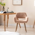 thumbnail image 2 of Dining Chairs with Faux Fur, Mid Century Side Chairs with Solid Painting Steel Leg for Dining Room, Vanity Chair Desk Chair Small Home Office, Camel, 2 of 9