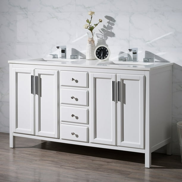 Stufurhome Emily 59 in. Double Sink Bathroom Vanity