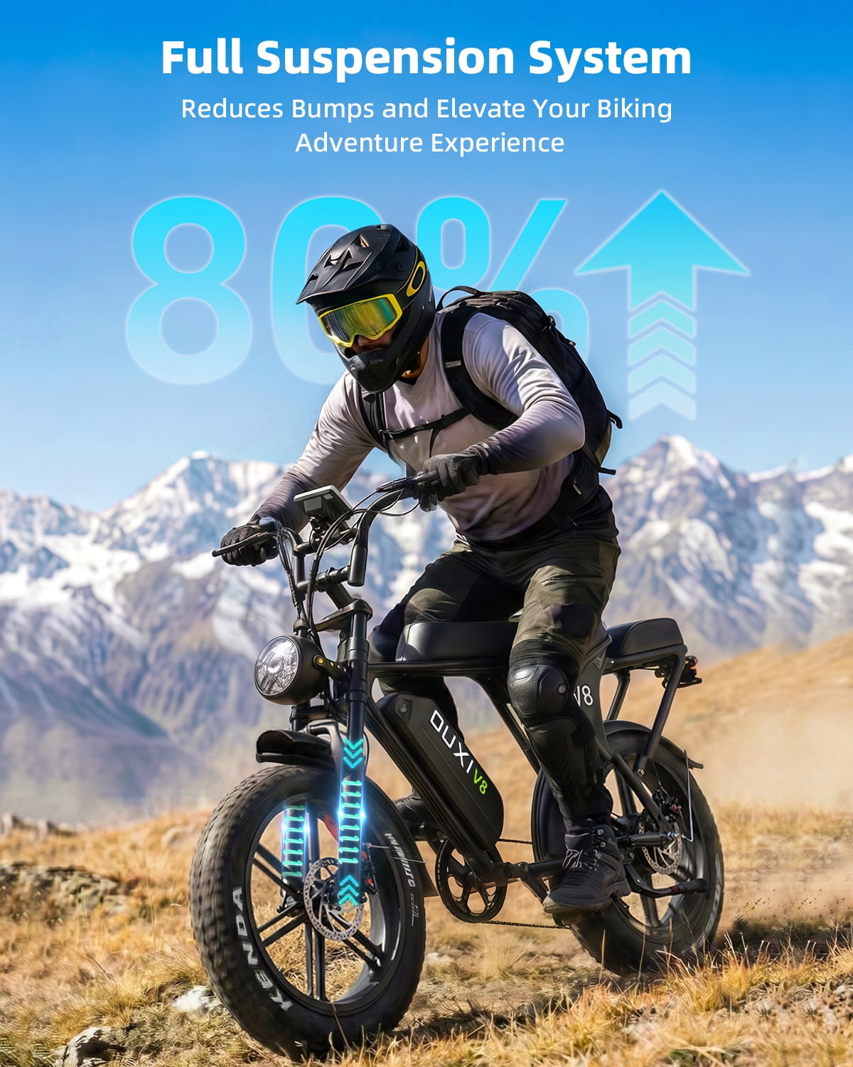 VTOKW V8 Electric Bike for Adults, 750W Motor Electric Bicycle, 48V 15.6Ah Battery, up to 28MPH, 20" Fat Tire E-Bike, 7-Speed Mountain Bike with Dual Disc Brakes, UL2849