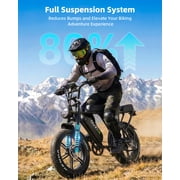 OUXI V8 Electric Bike for Adults, Ebike Moped Style with 1000W Peak Motor 48V 15Ah Battery, 20 Fat Tire E Bike, Dual Disc Brakes Mountain Bike for Commuting & Off-Road, E-bike UL2849