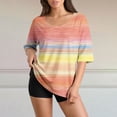 thumbnail image 5 of Womens 3/4 Sleeve Tops Soft Graphic Tees Cool T Shirts Women's Cotton Tees Lightweight Half Sleeve V Neck Tops For Women Boho T Shirts For Women Womens Gradient Color Shirts Work Tops, 5 of 7