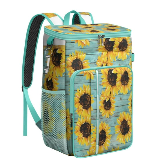 Sunflower Butterfly Cooler Backpack, Boho Floral Insulated Lunch Bag for Women, Waterproof Picnic Travel Backpack Cooler for Beach, Hiking, Work
