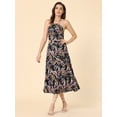 thumbnail image 3 of Vestido midi bohemio con cuello halter y cintura recortada de verano para mujer Multicolor Negro XL, 3 of 5