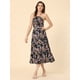 thumbnail image 3 of Vestido midi bohemio con cuello halter y cintura recortada de verano para mujer Multicolor Negro XL, 3 of 5