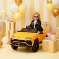 thumbnail image 2 of Rock Wheels Licensed Lamborghini Urus Ride On Truck Car Toy, 12V Battery Powered Electric 4 Wheels Kids Toys w/ Parent Remote Control, Foot Pedal, Music, Aux, LED Headlights, 2 Speeds (Yellow), 2 of 9