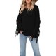 thumbnail image 1 of TRKIYQC Suéter de talla grande para mujer, suéter de punto con flecos de cuello redondo de manga larga de color sólido informal TRKIYQC moda, 1 of 5