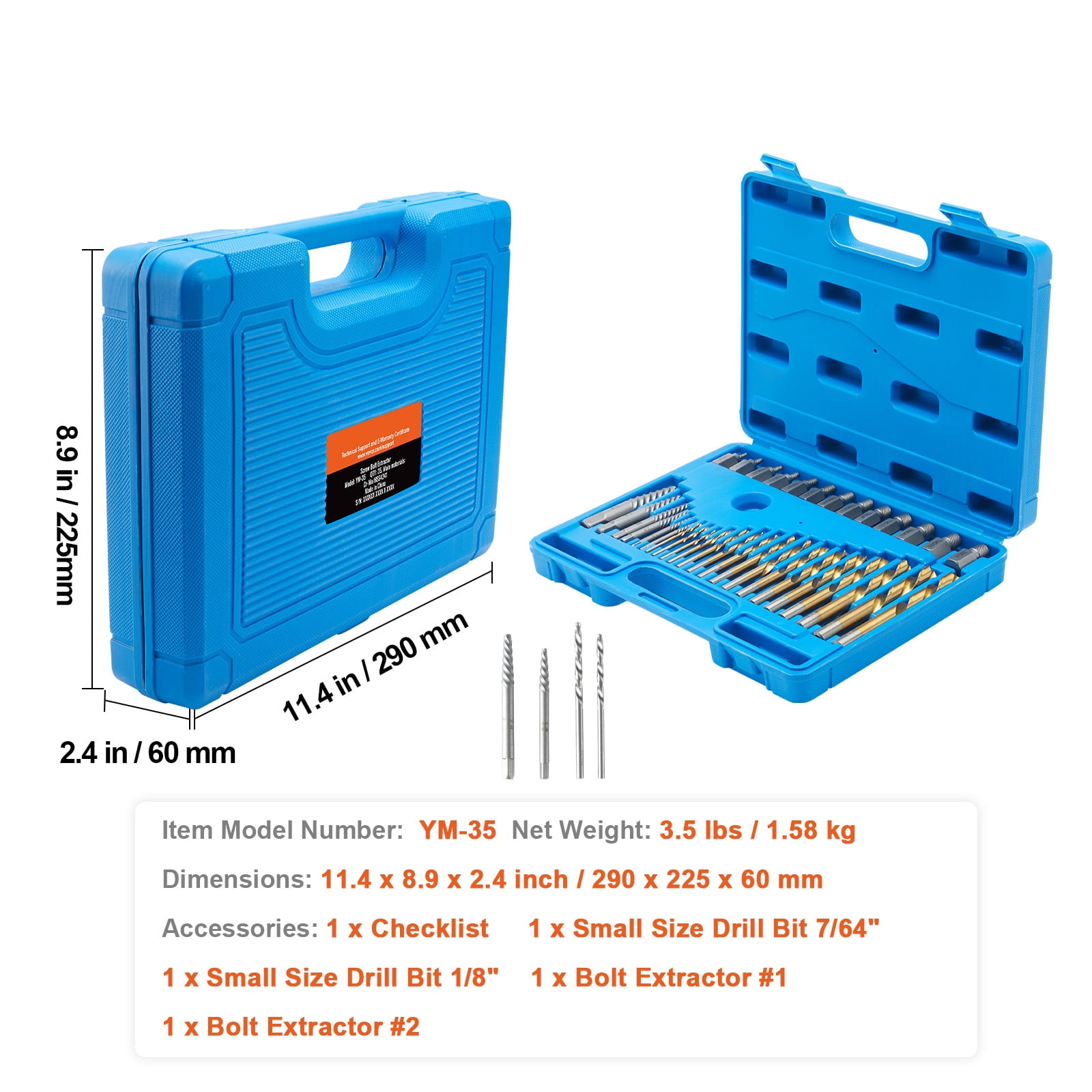 BENTISM Screw Extractor with Drill Bit Set, 35-Piece Bolt Extractor Kit, 19 PCS Bolt Extractors and 16 PCS Reverse HSS Drill Bit for Removing Damaged, Rusted, Rounded-Off Bolts, Nuts