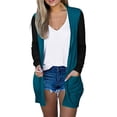 thumbnail image 2 of Women Casual Cardigan Three Quarter Sleeve Open Front Lightweight Dots Cardigan Draped Ruffles Cardigan, 2 of 4