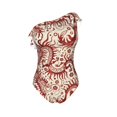 thumbnail image 4 of Yiaed Dragons1 Print Women One Piece Swimsuits Tummy Control One Shoulder Bathing Suits Pattern Ruffle Swimwear-Small, 4 of 8