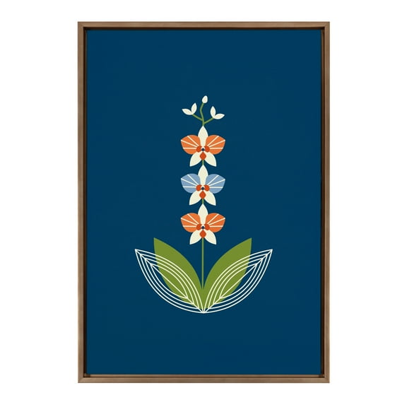 Kate and Laurel Sylvie Orchid Framed Canvas Wall Art by Amber Leaders Designs, 23x33 Gold, Colorful Floral Art for Wall