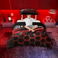 thumbnail image 2 of Erosebridal Cool Race Car Twin Bedding for Kids Boys, Gradient Red Honeycomb Duvet Cover Set, Black Reversible, 1 Duvet Cover and 1 Pillowcase (No Comforter), 2 of 5