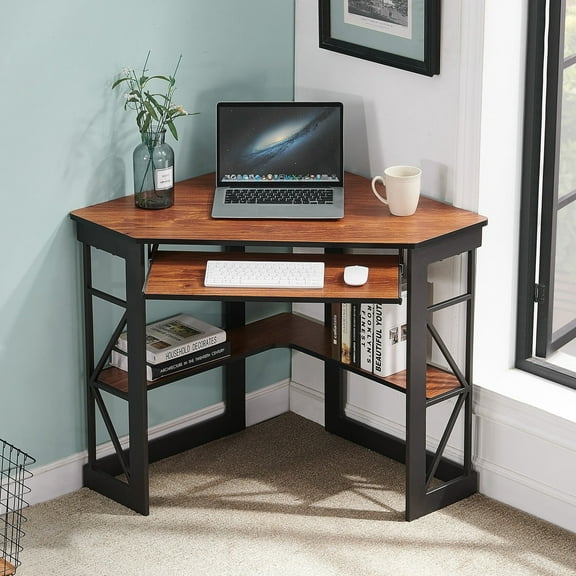 Walnut Triangle Corner Desk, Office/Computer/Writing Desk for Student Apartments