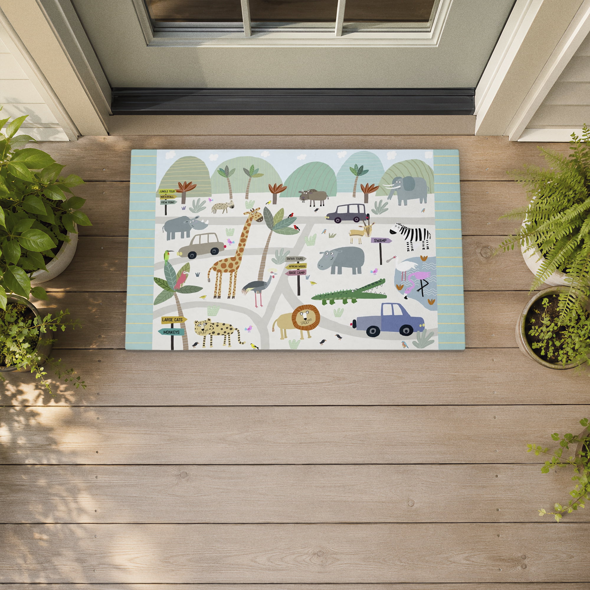 Stupell Industries Safari Journey Animals Printed Outdoor Door Floor Mat, design by Carla Daly