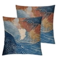 thumbnail image 2 of Acheng Boho Pillow Covers Set of 2 Navy Blue Burnt Orange Throw Pillows Outdoor Bohemian Mid Century Modern Abstract Decorative PillowCase Square Farmhouse Cushion Case Decor for Couch Sofa Bed White, 2 of 6
