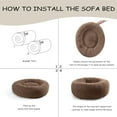 thumbnail image 4 of 39'' inch Calming Dog Bed, Plush Anti-Anxiety Donut Dog Bed for Medium Large Dogs, Warming Cozy Soft Cute Round Washable, Marshmallow Cuddler Nest Pet Bed, Brown, 4 of 10