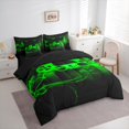 thumbnail image 3 of jejeloiu Teens Video Game 7pcs Bedding Comforter Set,Gamepad Console Gaming Queen Bedding Sets,Green Black Queen Sheet Sets For Kids,Microfiber Bedroom Decor Reversible, 3 of 8