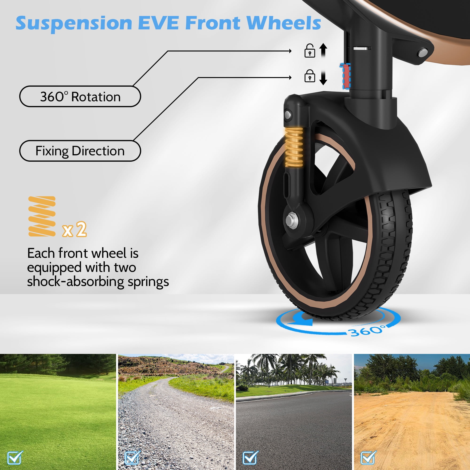 babyeap 2 in 1 Baby Stroller,Foldable Lightweight Carriage Reversible Bassinet Pram for Toddler,Travel Stroller with with Cup Holder、Storage Bag,Brown