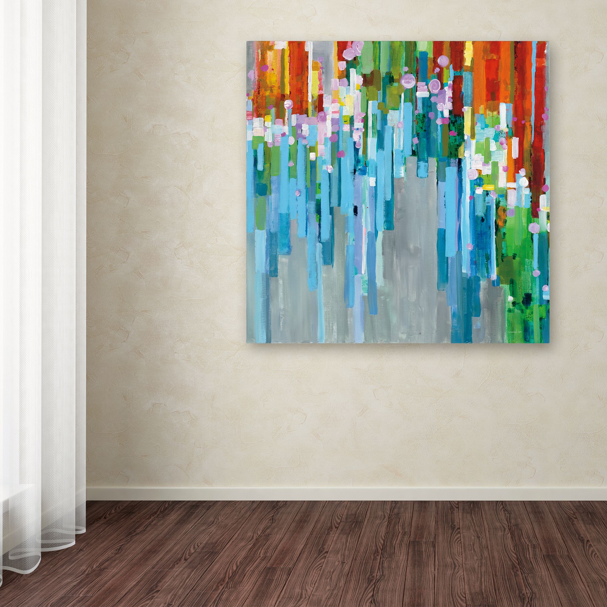 Trademark Fine Art 'Rainbow of Stripes Square' Canvas Art by Danhui Nai