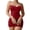 Red, variant on Women's Mesh See-Through Camisole Slip Dress Short Nightgown Lingerie Sleepwear Loungewear Romantic Swimsuit, Green XL