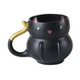 thumbnail image 3 of Taza de café de cerámica taza de café linda con tazón de desayuno de té de té maneñador para sostener bebidas calientes o frías decoración de mesa Negro, 3 of 8