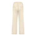thumbnail image 3 of Men's Linen Pants Elastic Waist Drawstring Straight Leg Pants with Deep Pockets Cotton Linen Cotton Trousers Casual Loose Fit Summer Beach Linen Dress Trousers,Brown L, 3 of 4