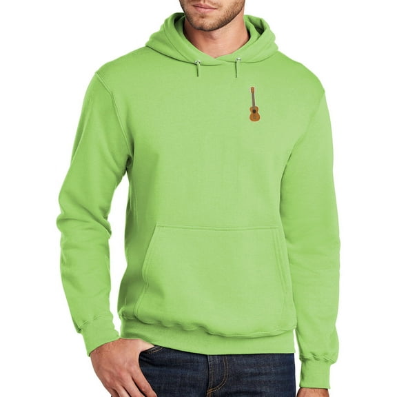 Mens UKULELE UKE Patch Hoodie Sweatshirt, XL Lime Green