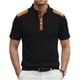thumbnail image 2 of Ceisia Men's Loose Fit Ribbed Polo Shirt Short Sleeve Stand Collar Color Block Casual Daily Summer Tops Black XL Gifts, 2 of 4
