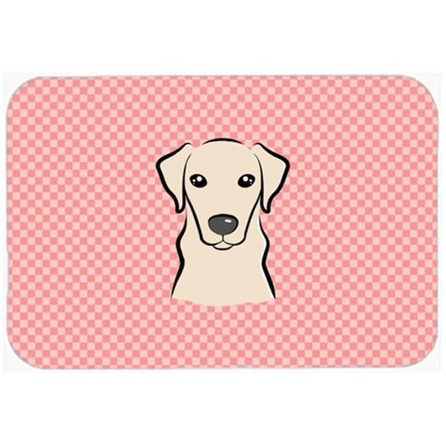 Checkerboard Pink Yellow Labrador Mouse Pad, Hot Pad Or Trivet, 7.75 x 9.25 In.
