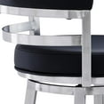thumbnail image 4 of Madrid Bar Stool 30" Seat Height Swivel with Brushed Stainless Steel and Black Faux Leather, 4 of 7