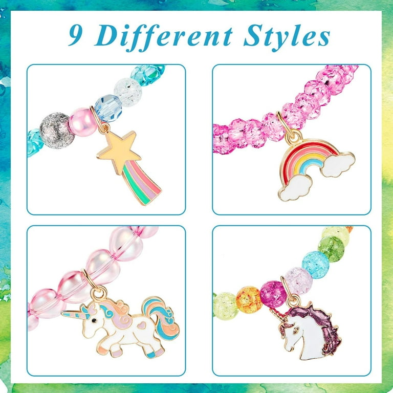New Fashion Rainbow Unicorn Bracelet, Time Gemstone Glass Bead Children's  Bracelet, Girls Party Accessory Souvenir Random Color 1pc