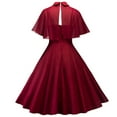 thumbnail image 2 of QLEICOM 1950's Dresses for Women Vintage, Stand Collar Shawl Two-Piece Dress, Stretch Slim High Waist Swing Lace Sling Dress, Audrey Hepburn Style Party Dresses Wine XL, 2 of 5