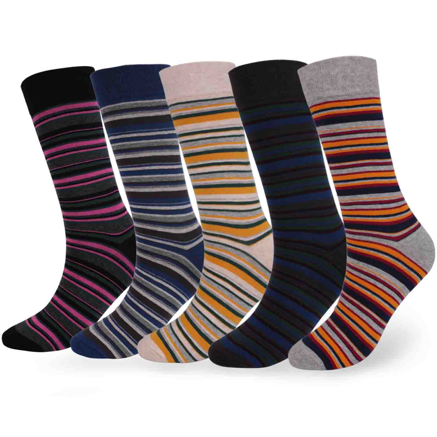 Long Multi-Stripe Men Socks Pure Cotton High-top Men's Socks Multipack ...