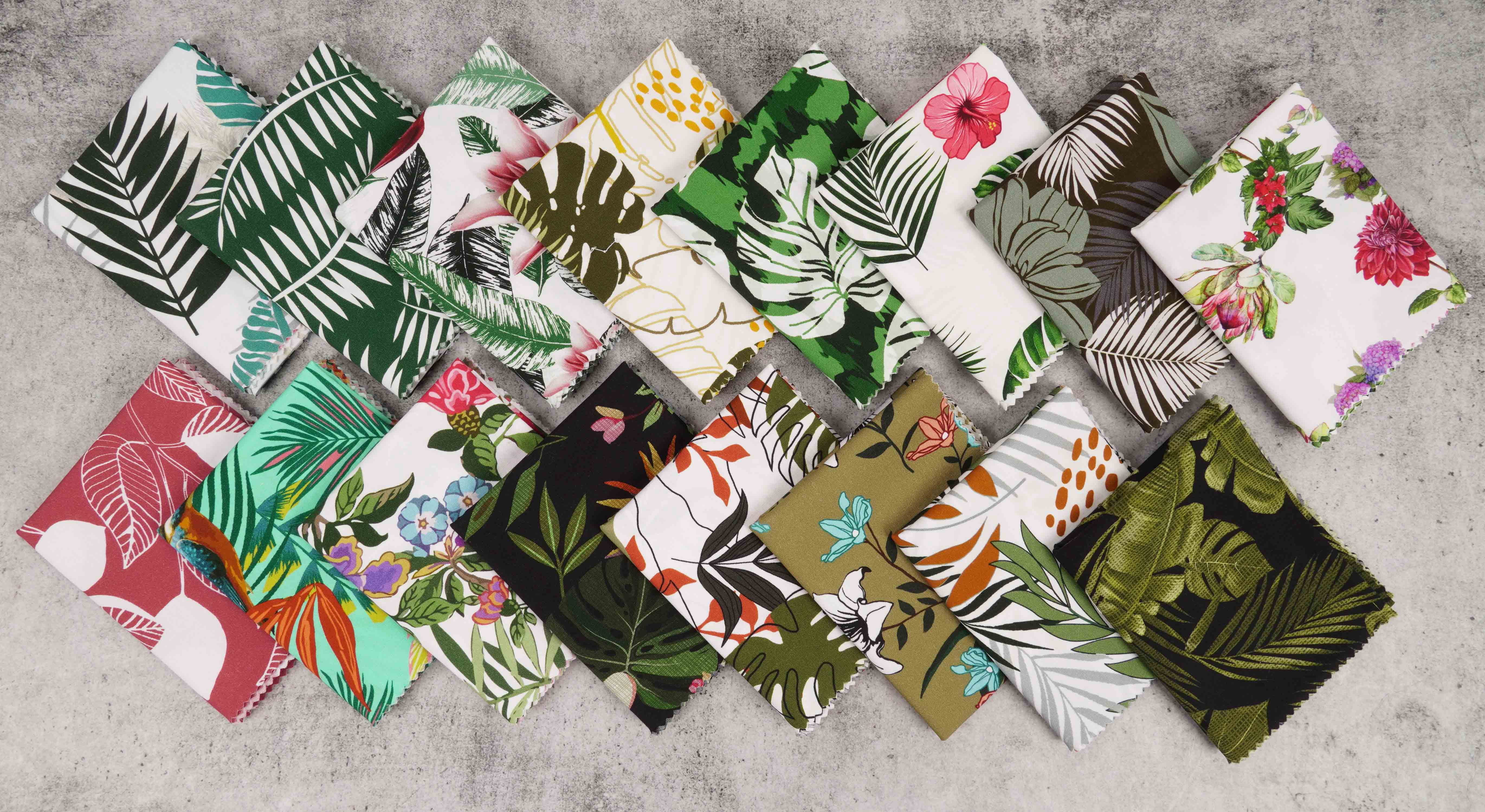 Soimoi 16 Pc Fat Quarter Bundle,TropicalPrint 18"x 22"DIY Patchwork-100% CottonPre-Cut Quilting Fabric Multicolor