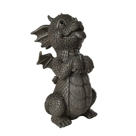 Stone Sculpture Supplies - Ebros Garden Dragon Good Dragon Panting Dragon Garden Display Decorative Accent Sculpture Stone Finish 10 Inch Tall