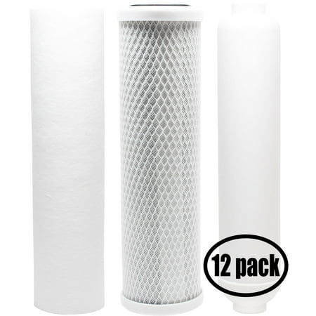 

12-Pack Replacement for Filter Kit for Rainfresh RO450/RO450M RO System - Includes Carbon Block Filter PP Sediment Filter & Inline Filter Cartridge - Denali Pure Brand