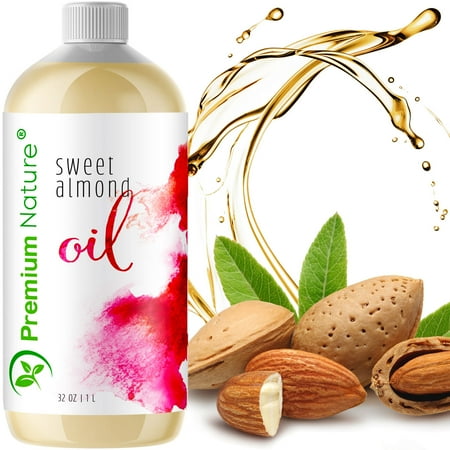 Sweet Almond Oil Best Carrier Oil - 32 oz 100% Natural Pure for Skin & Hair - Cleansing Properties Evens Skin Tone Treats Irritated Skin Nourishes Moisturizes & Prevents Aging Premium (Best Drugstore Body Oil)