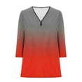 thumbnail image 5 of Penkiiy Women's Gradient Print Tops 3/4 Roll Sleeve Shirts V Neck Blouses Tunic Top M Red, 5 of 5