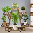 thumbnail image 2 of SAYFUT Wood Plant Stand Indoor Outdoor, with/without Wheels Plant Stand for Indoor Outdoor Multiple Tier Plant Display Wood Rack Holder Shelf for for Patio Living Room Balcony Garden, 2 of 7
