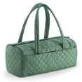 thumbnail image 2 of Quilted Tote Shoulder Beauty Bag With Brush Storage Pocket Ideal for Cosmetic Bottles Brushes Acessorries (Teal), 2 of 6