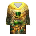 thumbnail image 5 of TaTaai Women's Casual V-Neck Top 3/4 Sleeve St. Patrick's Day Print T-Shirt Loose Fit Irish Festival Spring Holiday Modern Blouse Gift, 5 of 5