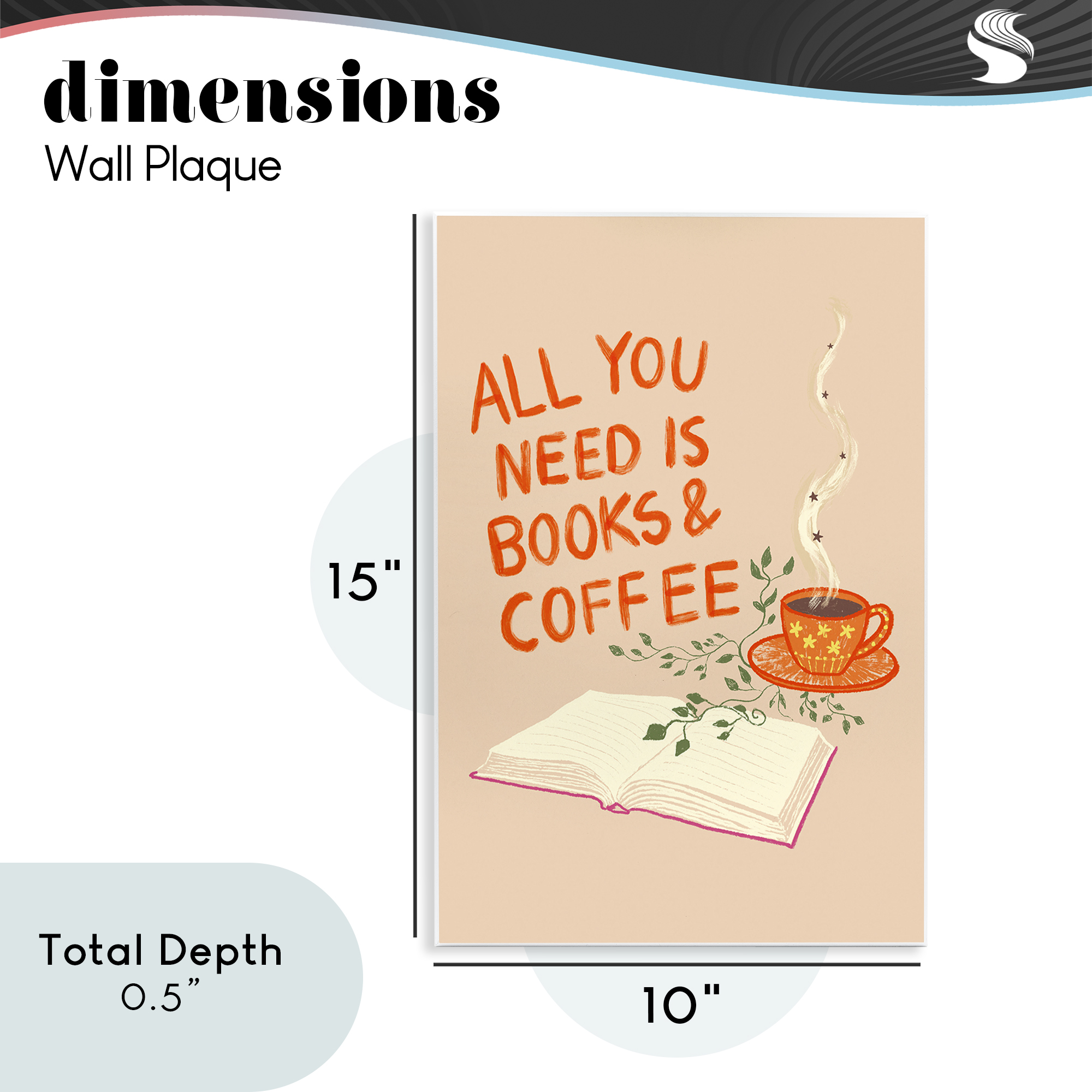 Need Books & Coffee Wall Plaque Art, design by Florentina Dolci