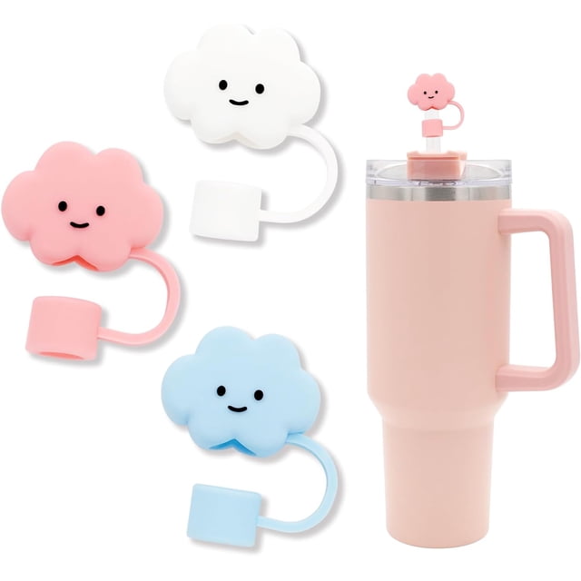 4 Uds. Tapas de paja de silicona bonitas de 0,4 pulgadas de diámetro para taza Stanley, tapas de puntas de pajita reutilizable a prueba de polvo