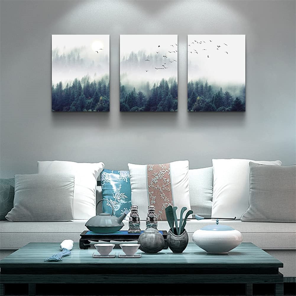 3 Piece Canvas Wall Art for Living Room Trees Landscape Painting 12"x16"x3 MLINY Wall Decor