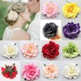 thumbnail image 4 of Horquilla de flor rosa, tocado de playa de verano, pinzas para el cabello de flores hawaianas, pinzas para el cabello de flores nupciales estilo Bohe, pasador para boda, 4 of 5