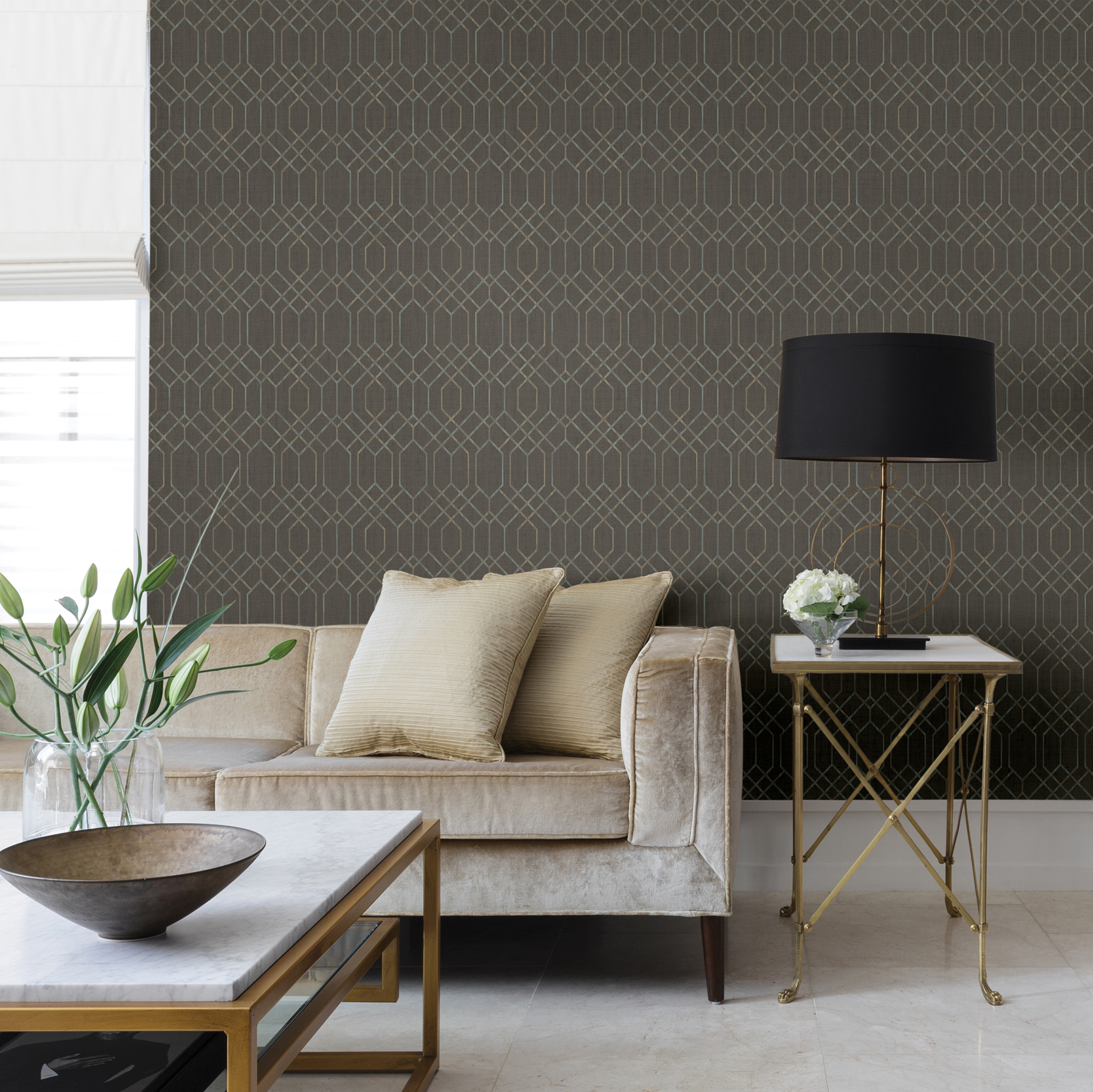 Decorline Lyla Brown Trellis Wallpaper