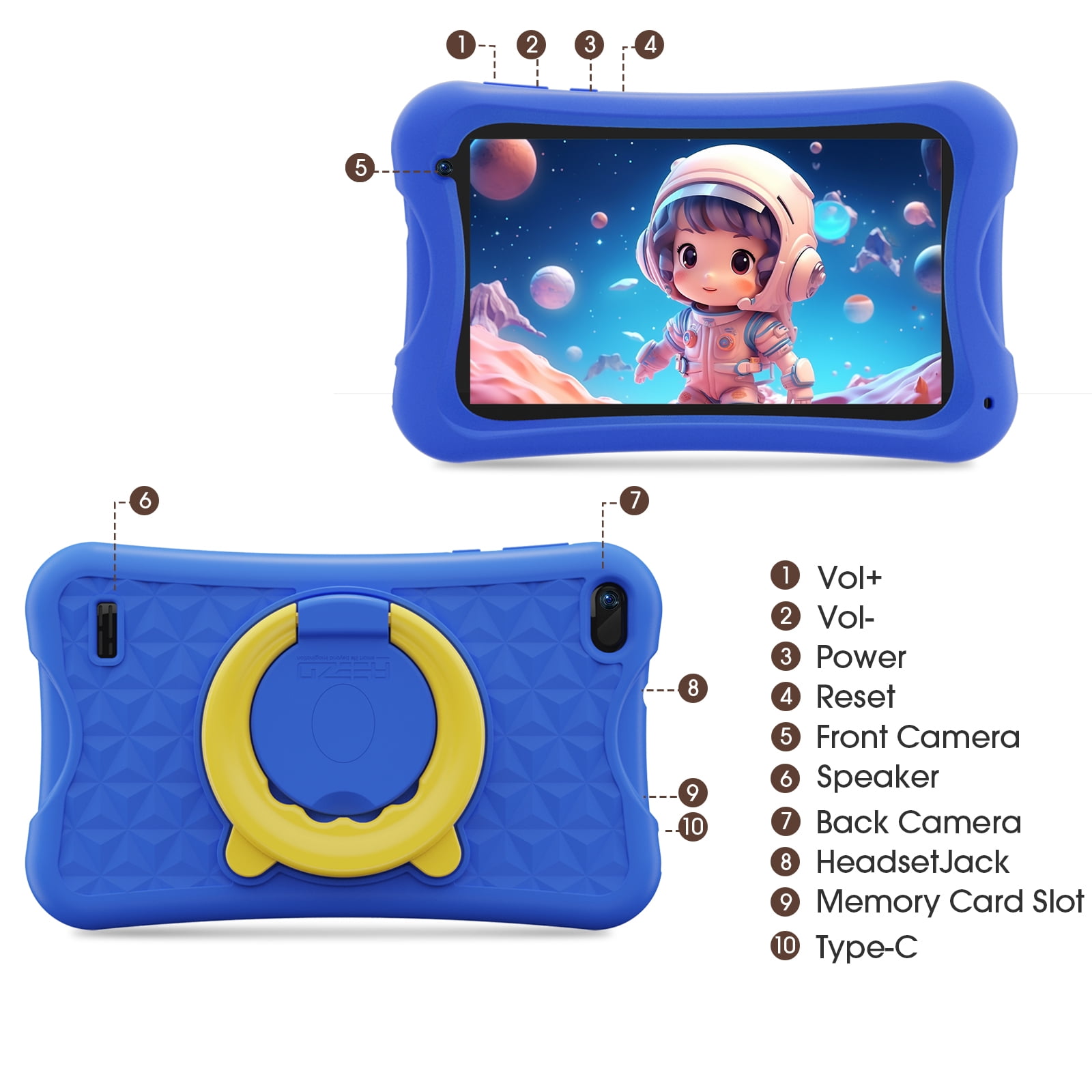 Digiland Kids Tablet 7 inch,Android 13 Go Quad Core Tablet for Toddler with IWAWA App, 32GB ROM+5GB RAM,Parent Control,Wi-Fi,Blue