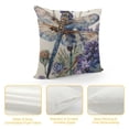 thumbnail image 4 of Shiartex Dragonfly Throw Pillow Covers Lavender Flower Plants Classic Art Printed White Purple  Decor for Indoor Living Room Couch Bed Home Square with Zipper Cushion Cover  20x20in, 4 of 5